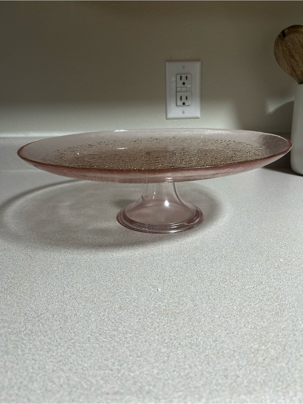 Anthropologie Blush Pink Glass Pedestal